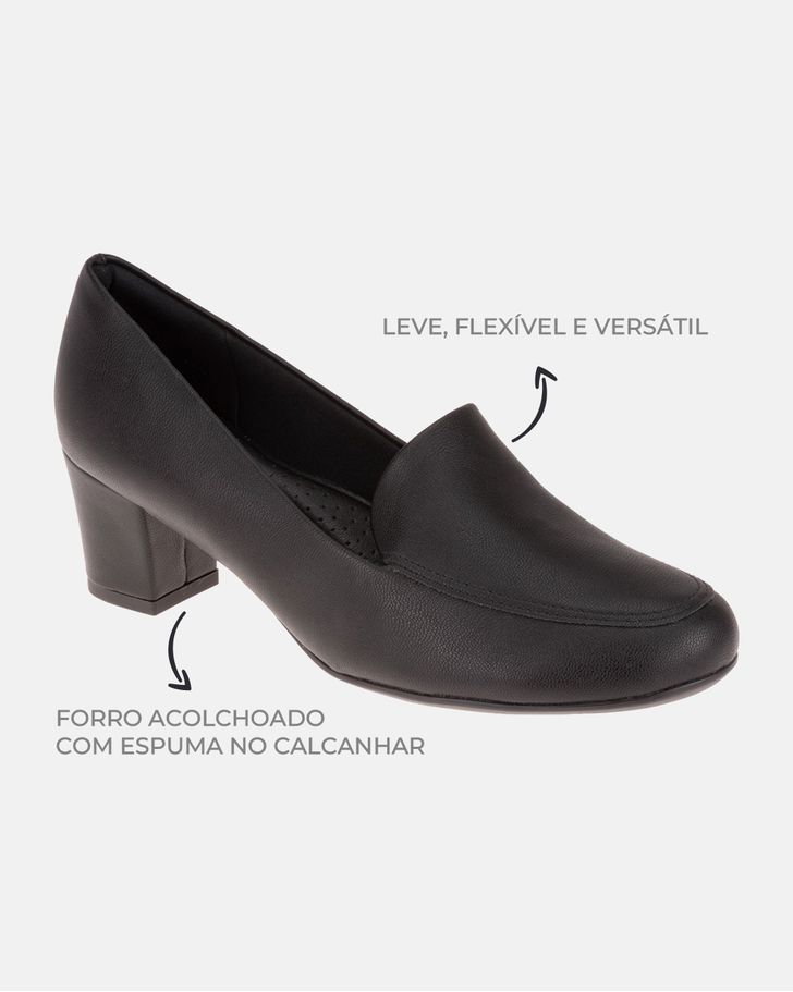 Loafer Salto Bloco Magnólia - Preto
