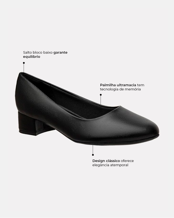 Sapato Salto Bloco Ipoméia - Preto