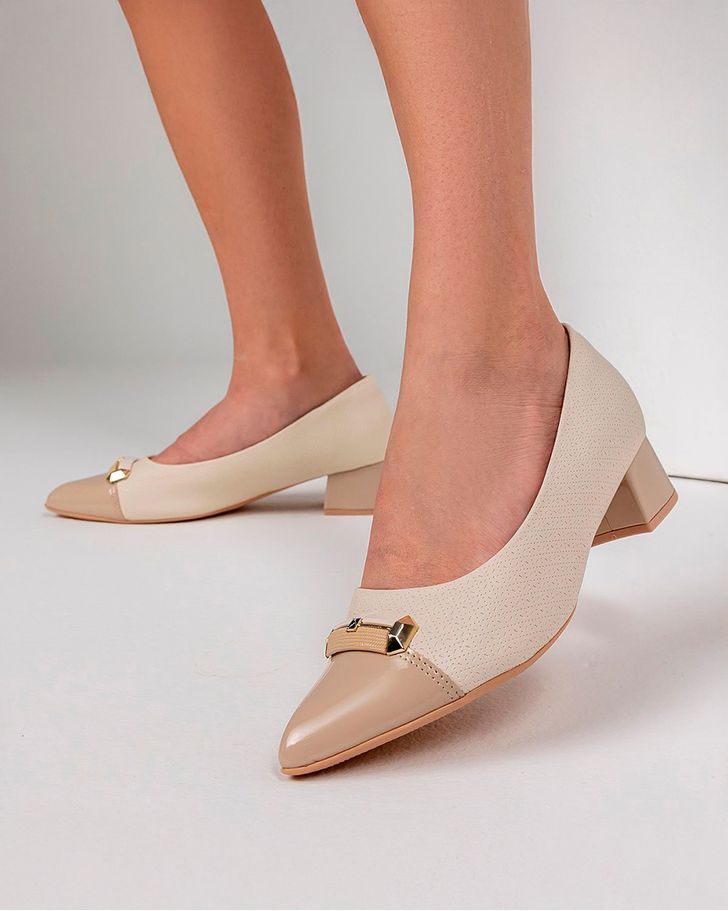 Scarpin Salto Baixo Jade - Off White