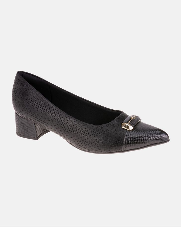 Scarpin Salto Baixo Jade - Preto 