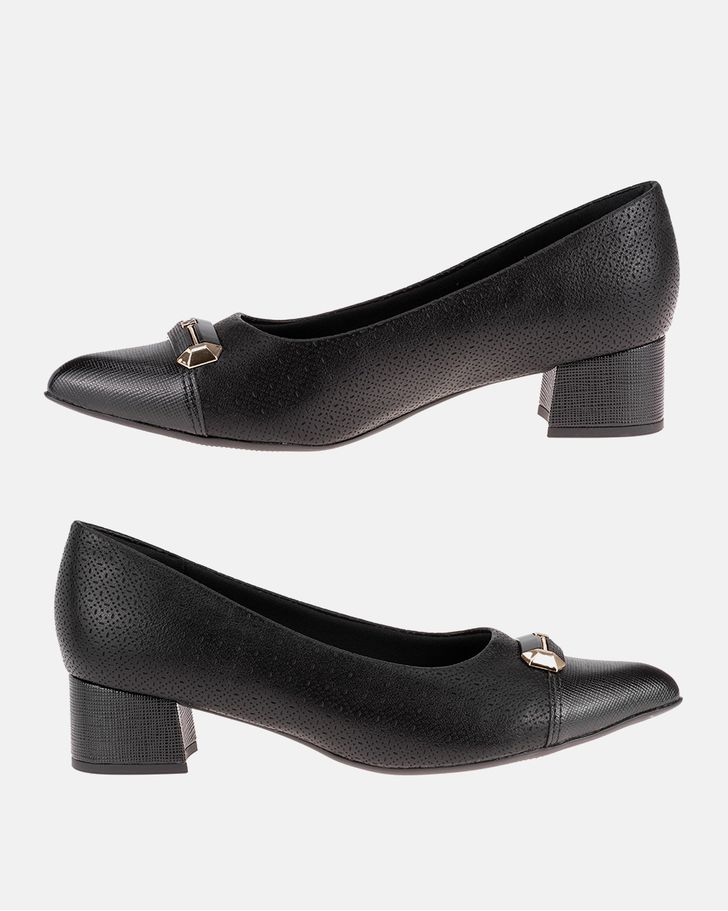 Scarpin Salto Baixo Jade - Preto 