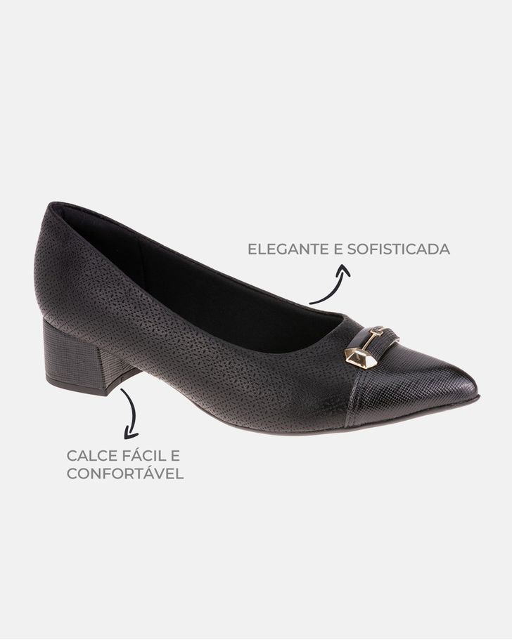 Scarpin Salto Baixo Jade - Preto 