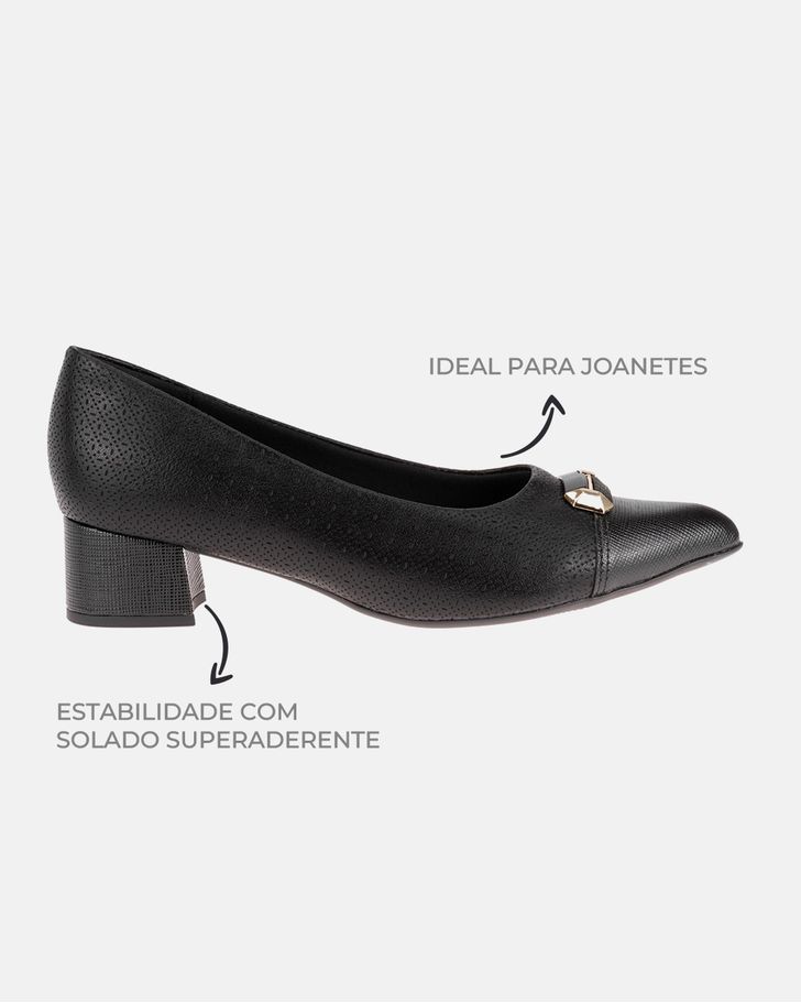 Scarpin Salto Baixo Jade - Preto 