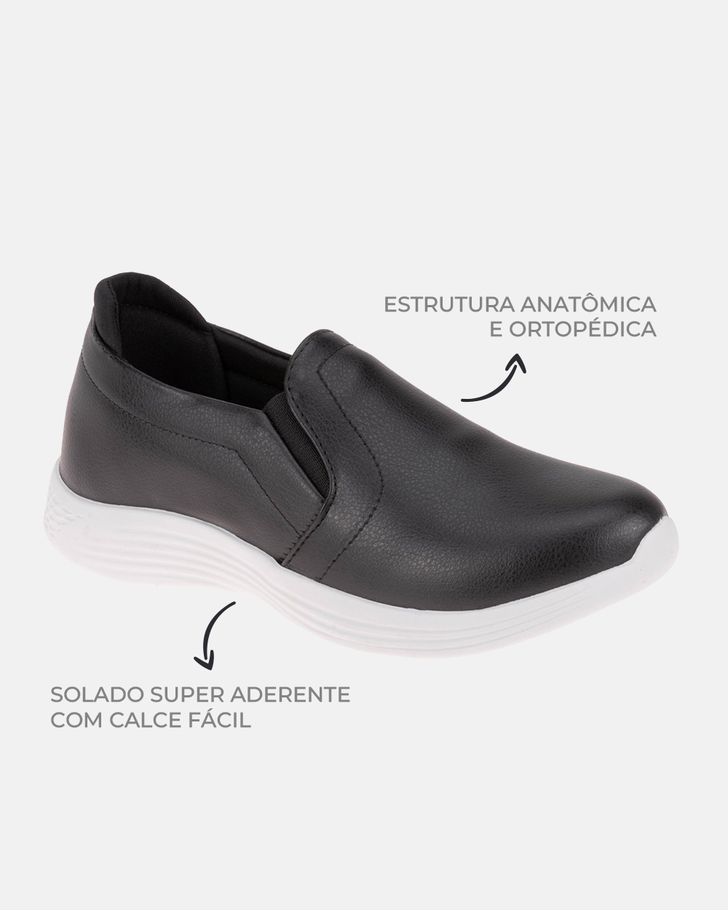 Slip On Ortopédico Violeta - Preto