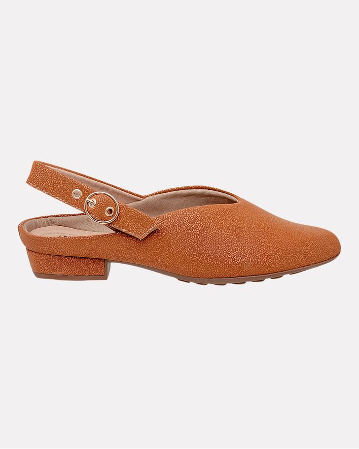 Sapato Slingback Salto Baixo - Mascavo