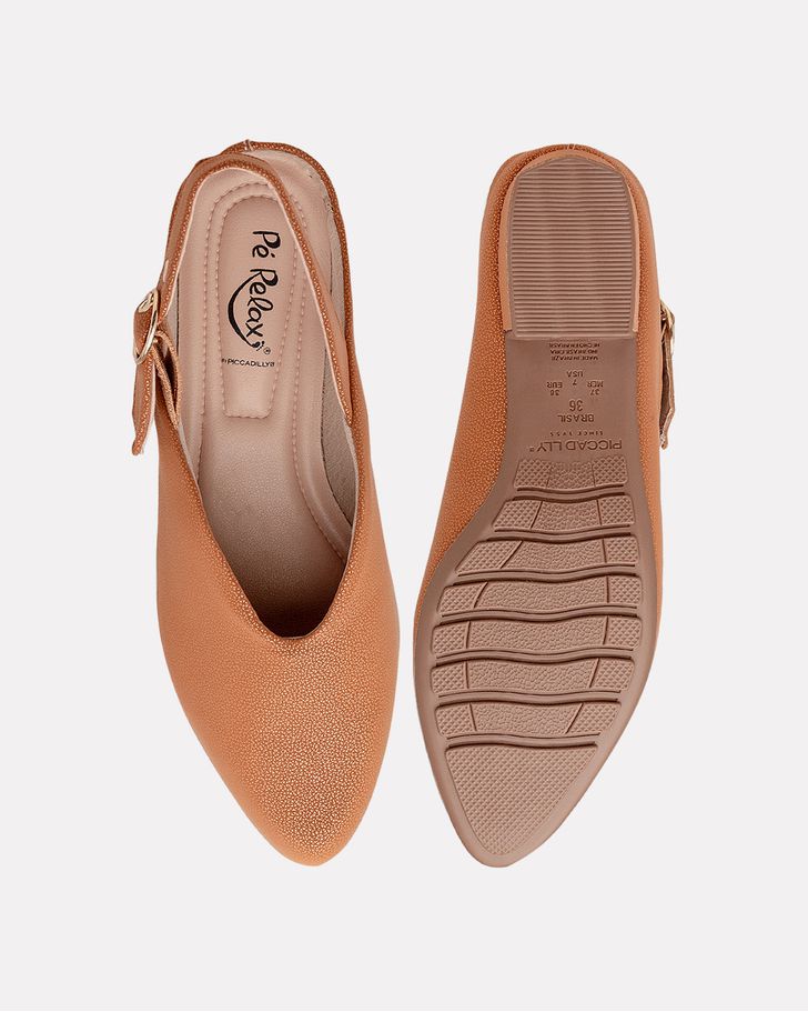 Sapato Slingback Salto Baixo - Mascavo