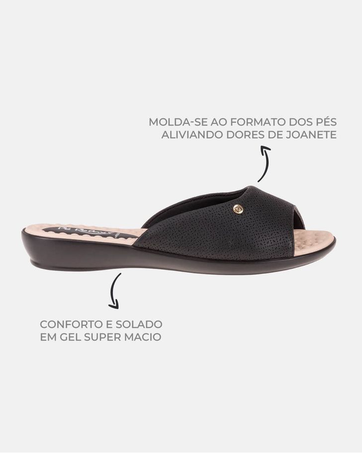 Tamanco Anatômico Jasmim - Preto / Palmilha Bege