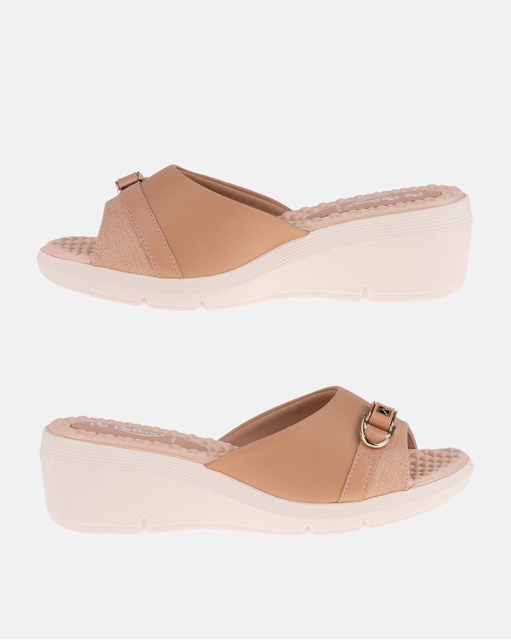 Tamanco Anabela Papoula - Nude / Off White 