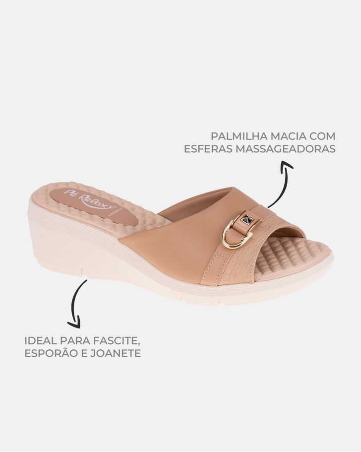 Tamanco Anabela Papoula - Nude / Off White 