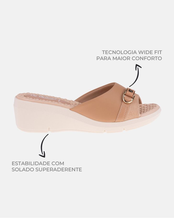 Tamanco Anabela Papoula - Nude / Off White 