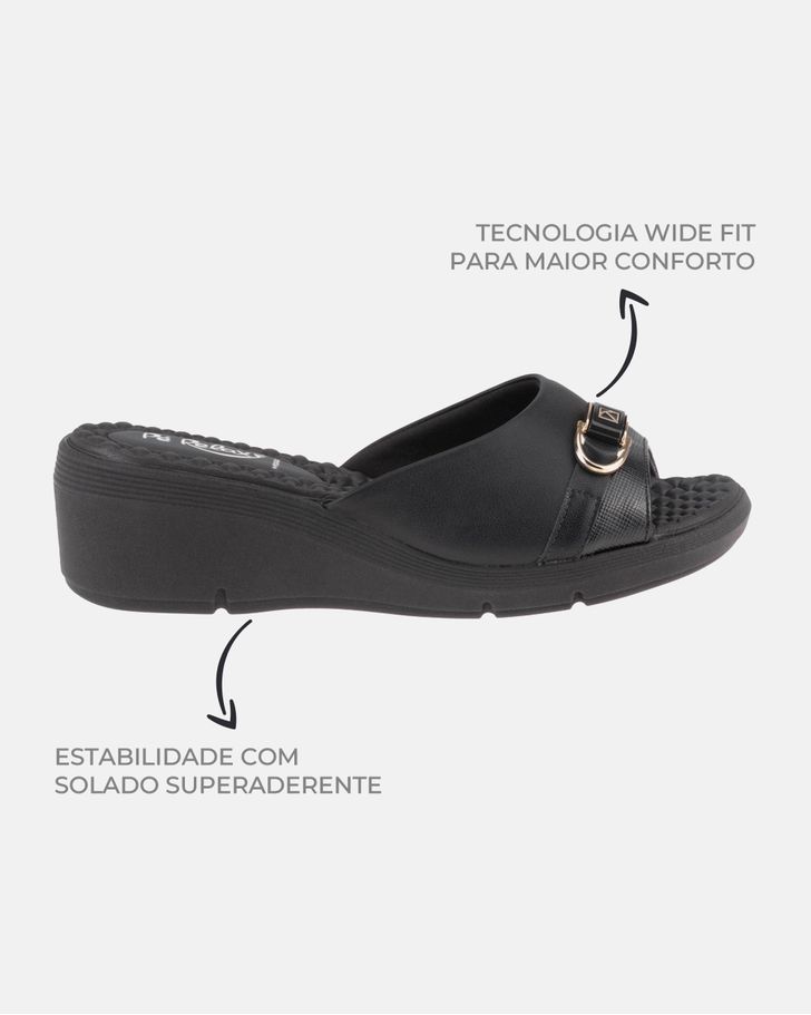 Tamanco Anabela Papoula - Preto