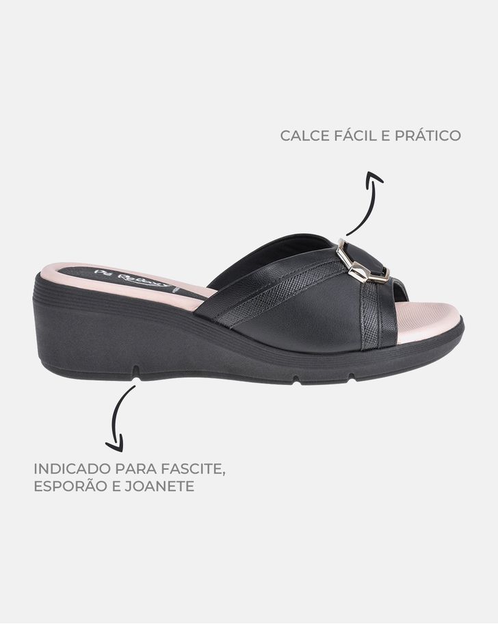 Tamanco Anabela Papoula - Preto