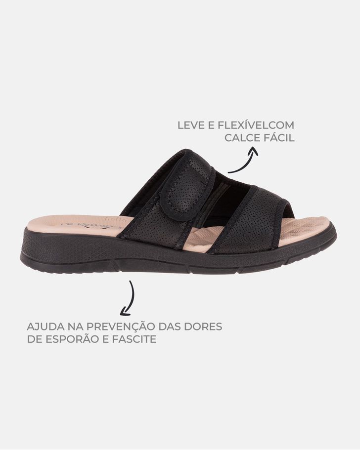 Tamanco Kalanchoê - Preto / Palmilha Bege