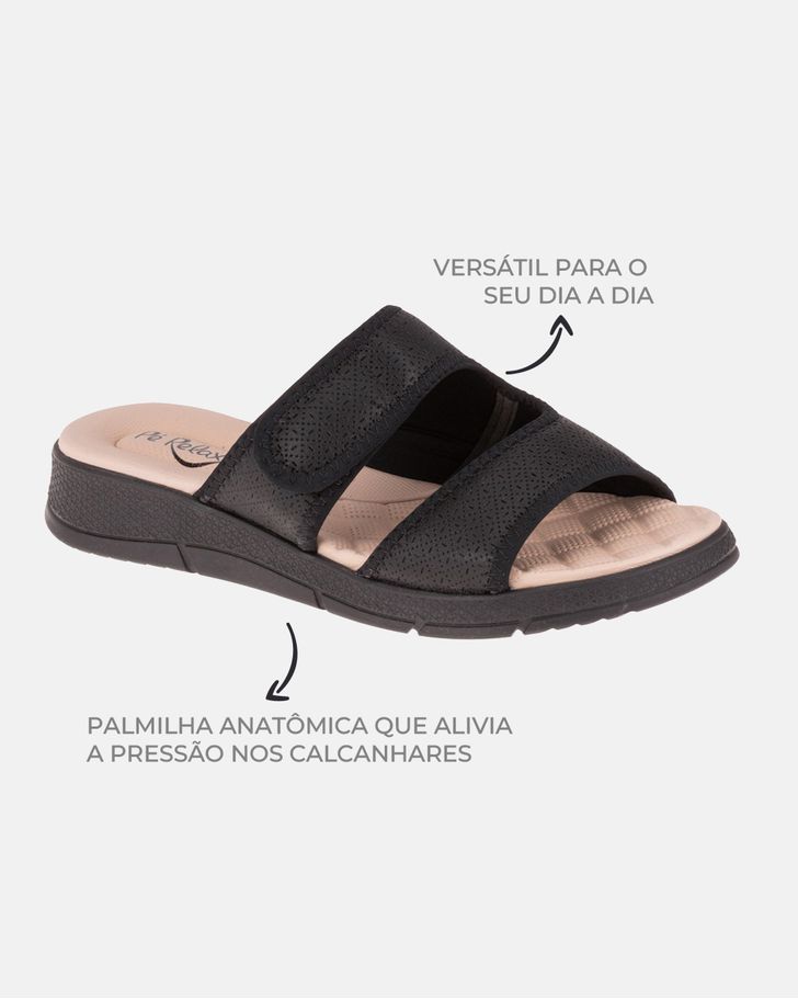 Tamanco Kalanchoê - Preto / Palmilha Bege