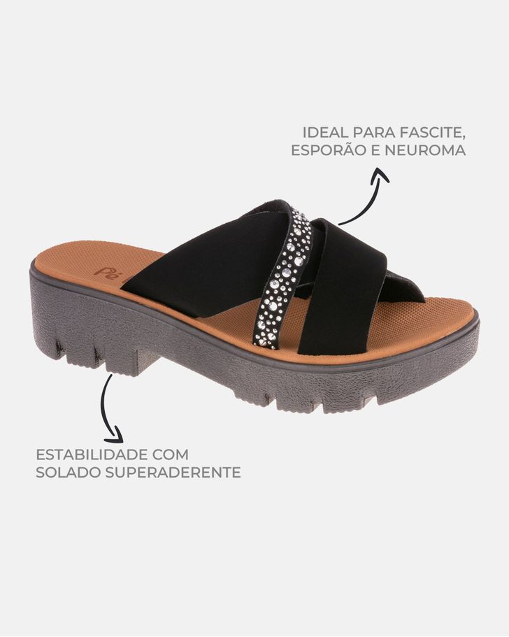 Tamanco Cravo - Preto / Silver