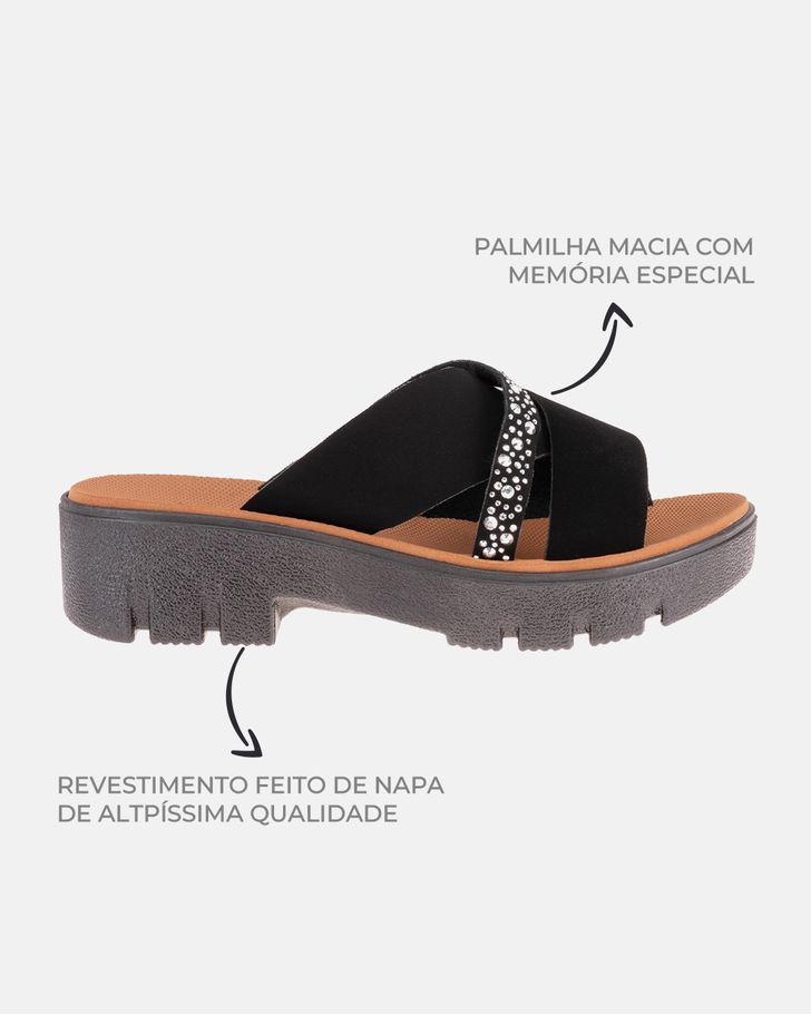 Tamanco Cravo - Preto / Silver