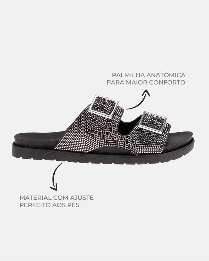 Tamanco Lótus - Preto / Prata