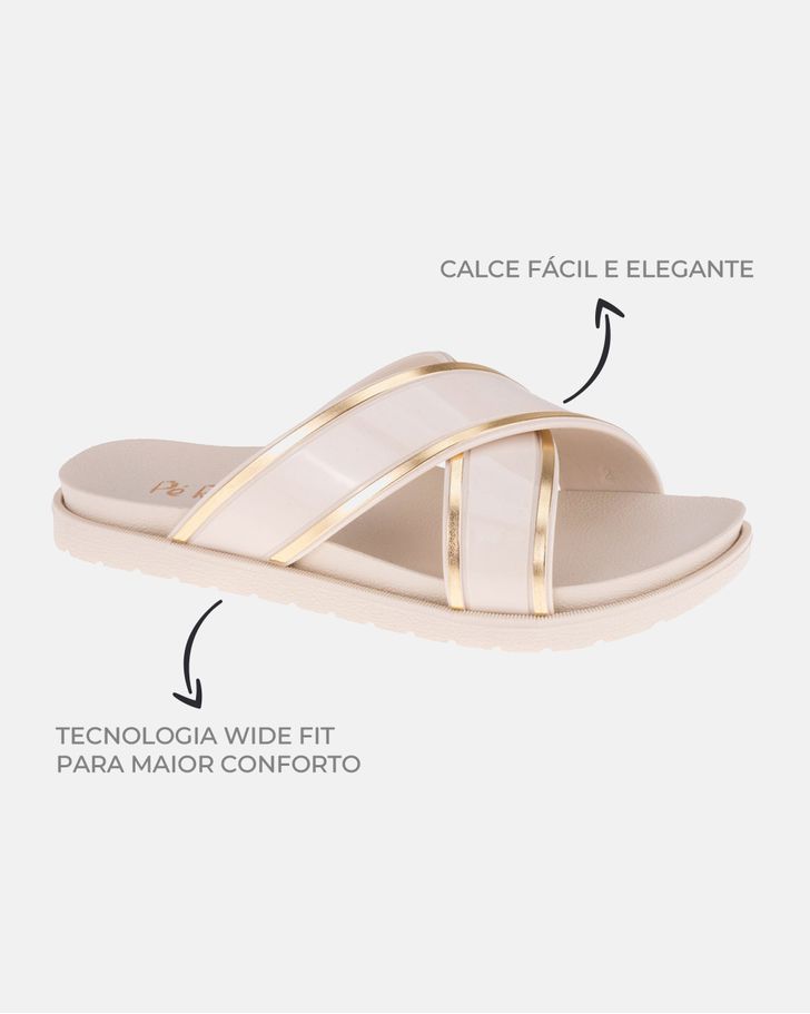 Tamanco Lótus - Creme / Dourado
