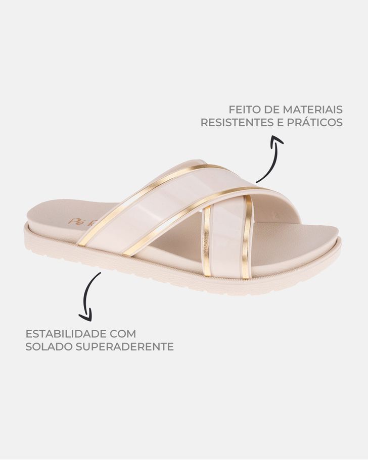 Tamanco Lótus - Creme / Dourado