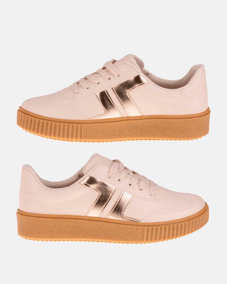 Tênis Flatform Calêndula - Off White - Ouro Light