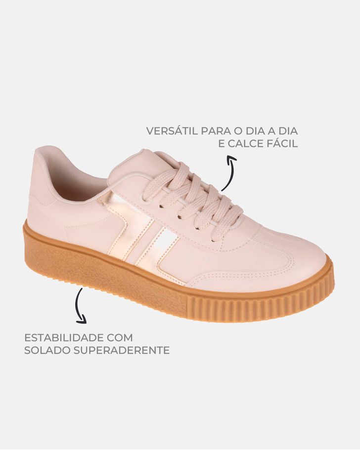 Tênis Flatform Calêndula - Off White - Ouro Light