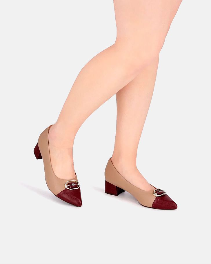 Scarpin Salto Baixo Jade - Fendi / Vinho