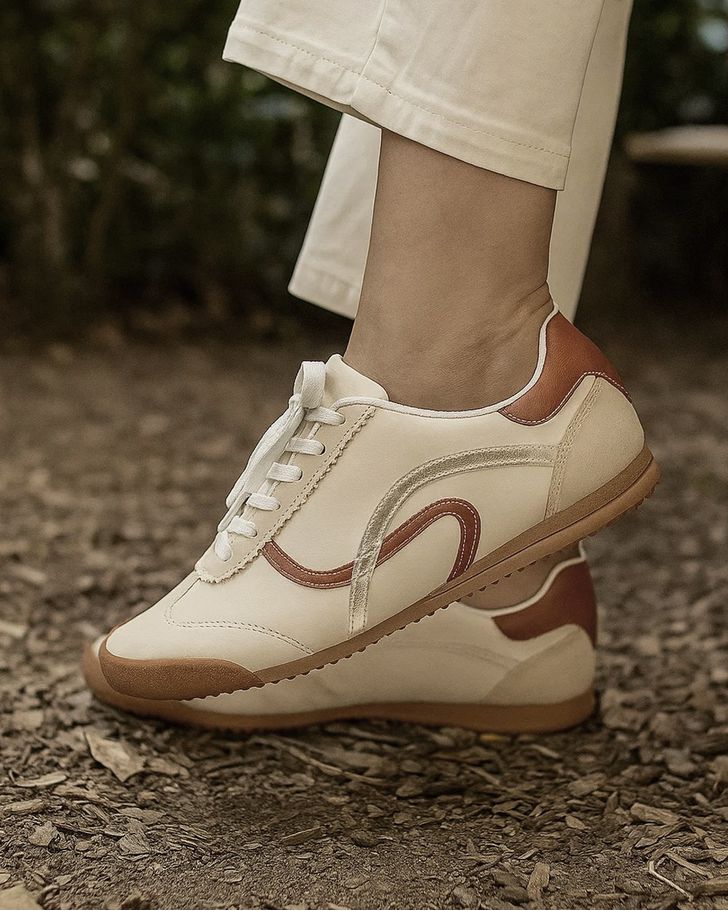 Tênis Casual Retrô Aster - Off White / Ocre