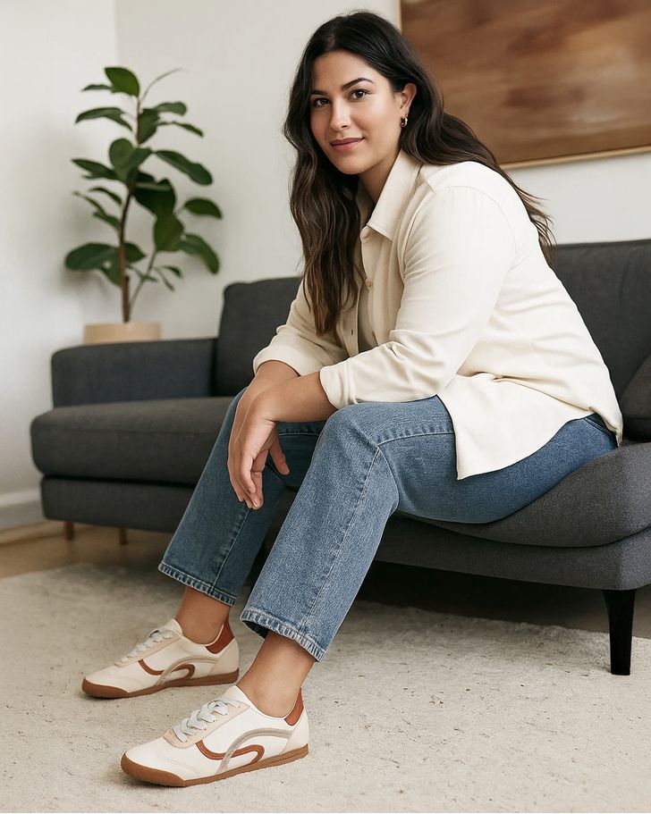 Tênis Casual Retrô Aster - Off White / Ocre