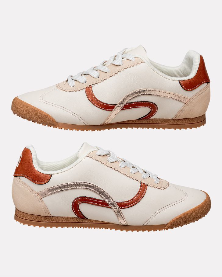 Tênis Casual Retrô Aster - Off White / Ocre