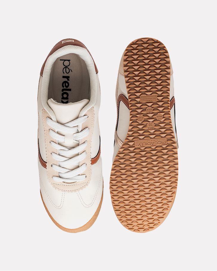 Tênis Casual Retrô Aster - Off White / Ocre