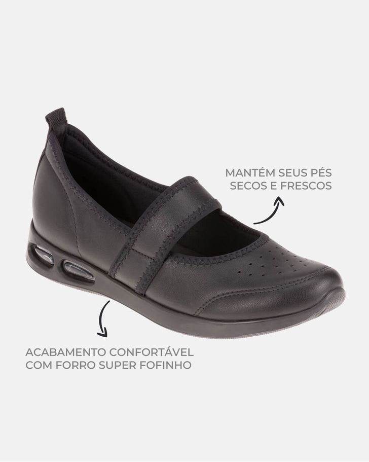 Tênis Boneca Crisântemo - Preto / Sola Preta