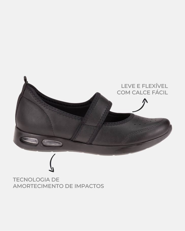 Tênis Boneca Crisântemo - Preto / Sola Preta