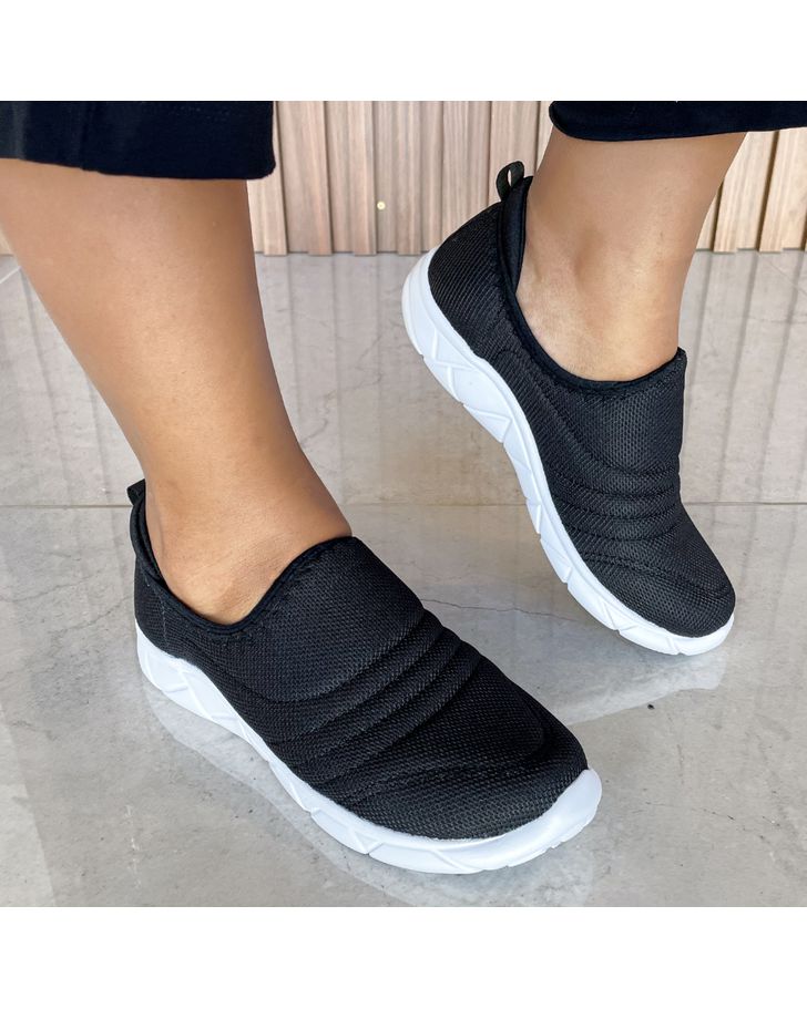 Tênis Slip On Ultra Leve Amaranto - Preto