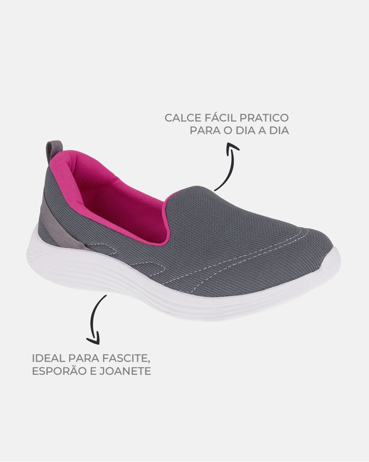 Slip On Begônia - Grafite / Fucsia