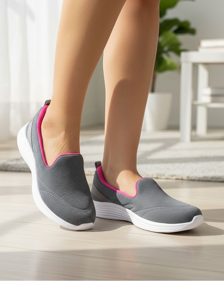 Slip On Begônia - Grafite / Fucsia