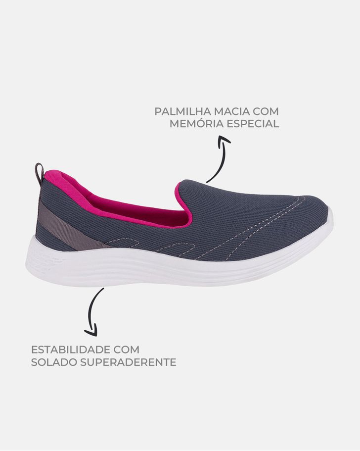 Slip On Begônia - Grafite / Fucsia
