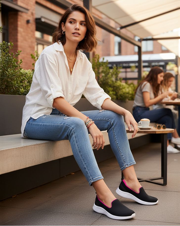 Slip On Begônia - Preto / Fucsia