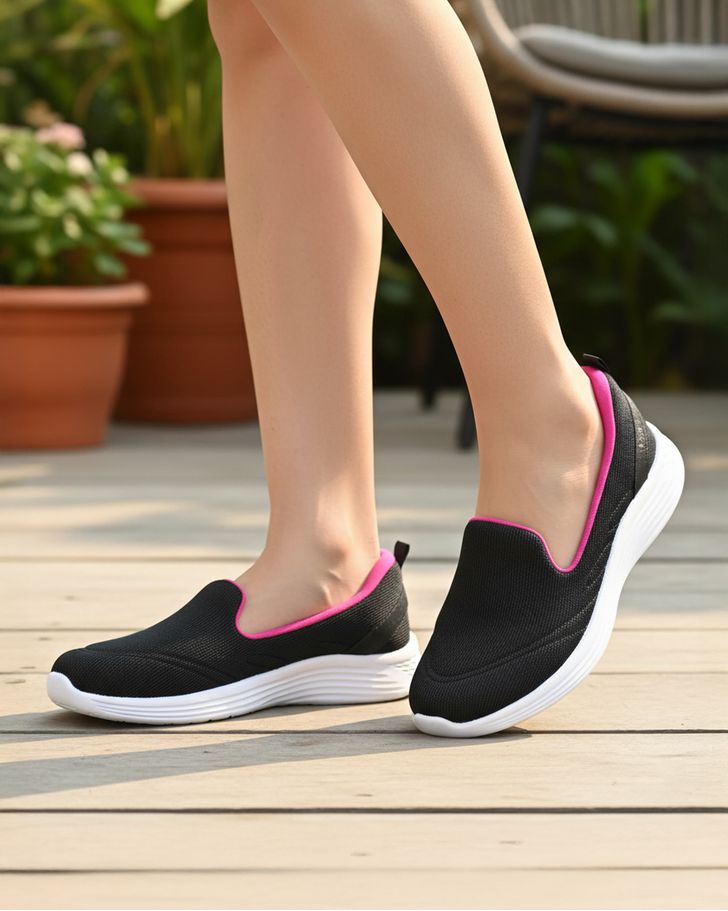 Slip On Begônia - Preto / Fucsia