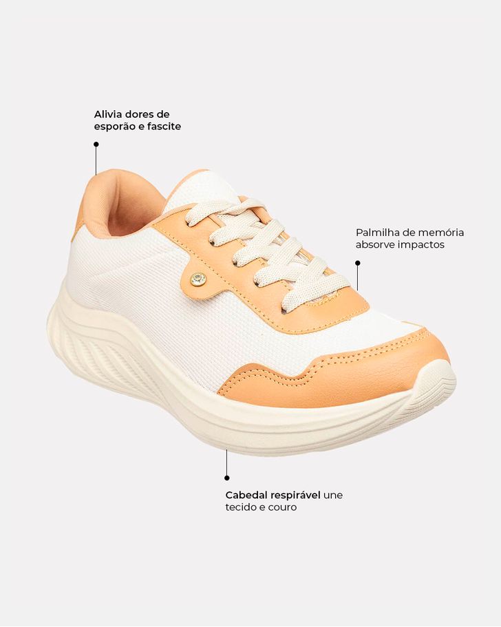 Tênis Ortopédico Maricá - Off White / Caramelo