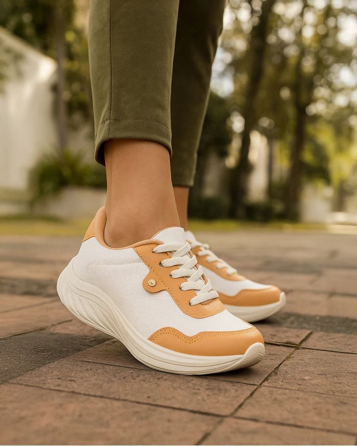 Tênis Ortopédico Maricá - Off White / Caramelo