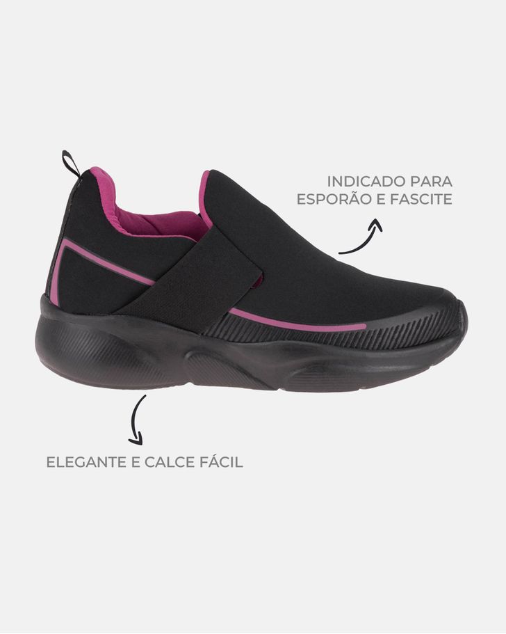 Tênis Pluma - Preto / Fucsia - Sola Preta
