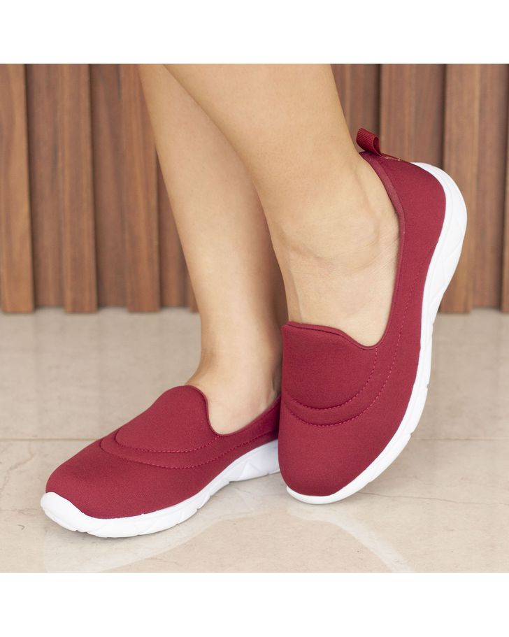 Tênis Slip On Ultra Leve Amaranto - Bordô