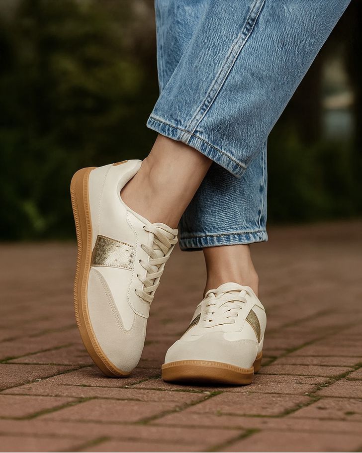 Tênis Samba Torênia - Off White / Ouro