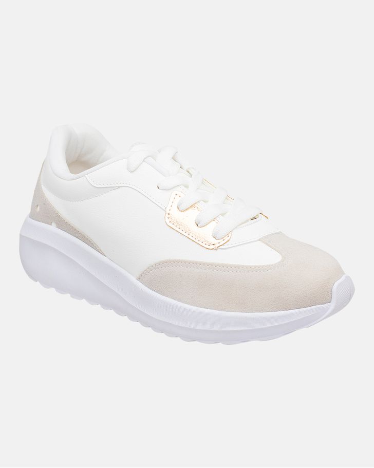 Sneaker Ortopédico Bromélia - Branco / Niquel / Dourado