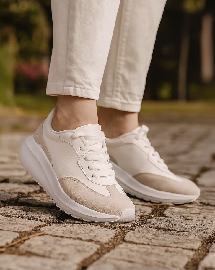 Sneaker Ortopédico Bromélia - Branco / Niquel