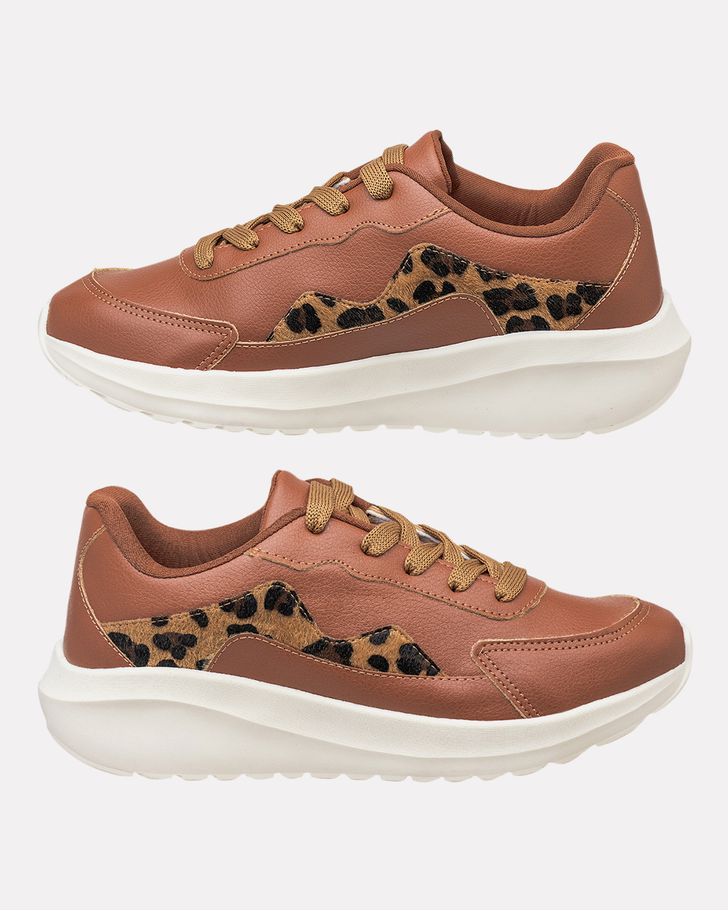 Sneaker Ortopédico Bromélia - Caramelo / Onça