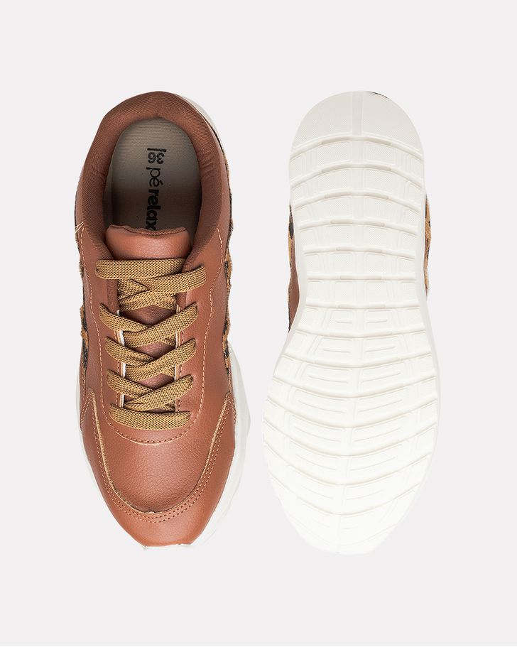 Sneaker Ortopédico Bromélia - Caramelo / Onça
