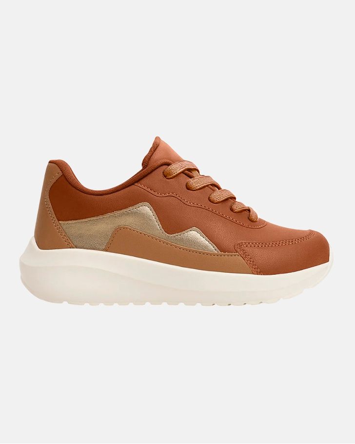 Sneaker Ortopédico Bromélia - Caramelo / Ouro