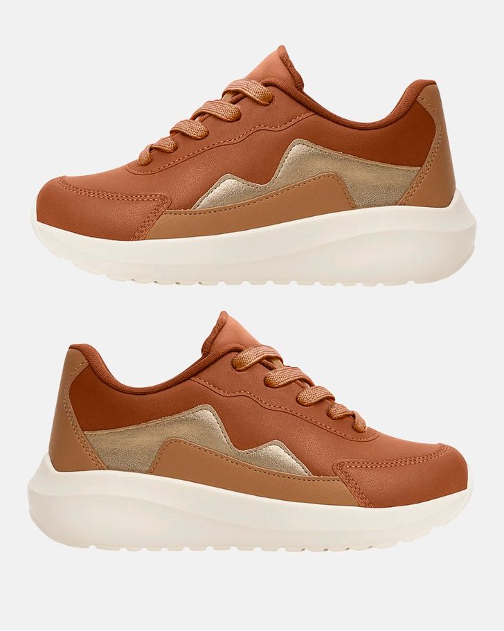 Sneaker Ortopédico Bromélia - Caramelo / Ouro