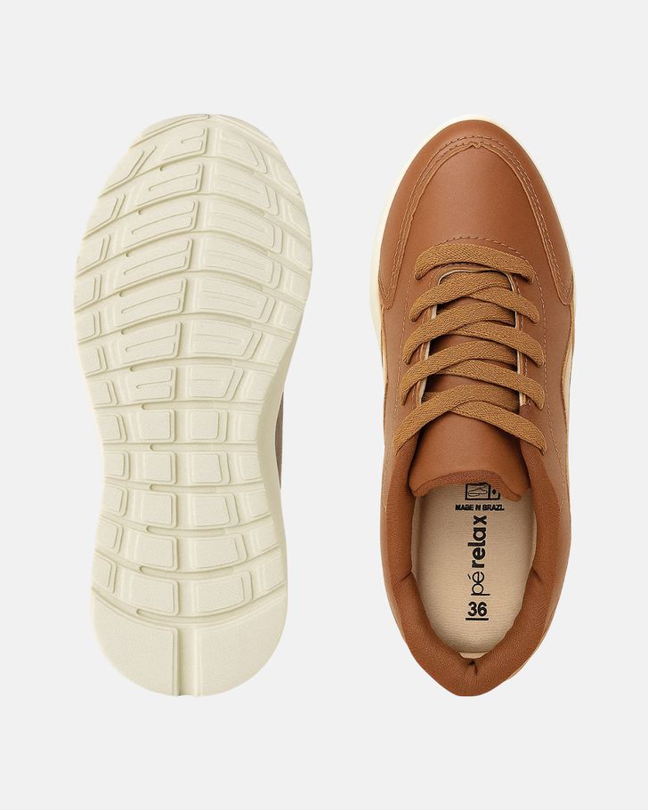 Sneaker Ortopédico Bromélia - Caramelo / Ouro